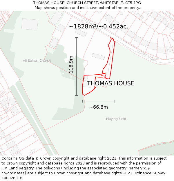 THOMAS HOUSE, CHURCH STREET, WHITSTABLE, CT5 1PG: Plot and title map