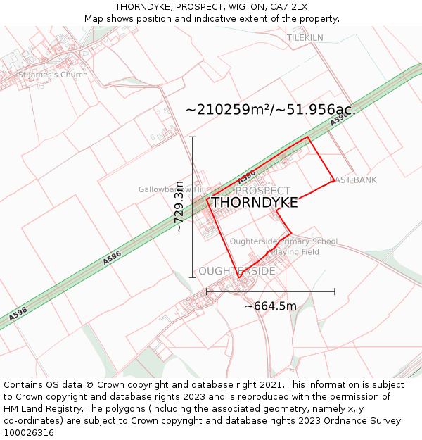 THORNDYKE, PROSPECT, WIGTON, CA7 2LX: Plot and title map