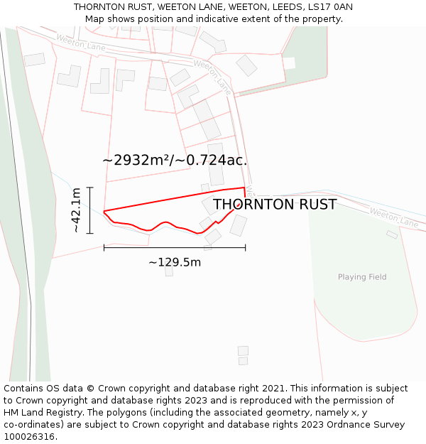 THORNTON RUST, WEETON LANE, WEETON, LEEDS, LS17 0AN: Plot and title map