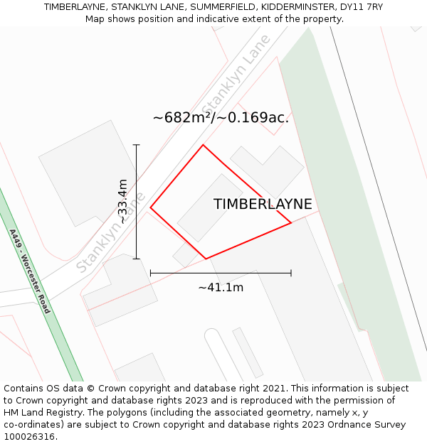 TIMBERLAYNE, STANKLYN LANE, SUMMERFIELD, KIDDERMINSTER, DY11 7RY: Plot and title map