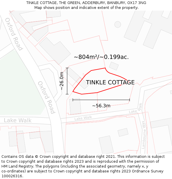 TINKLE COTTAGE, THE GREEN, ADDERBURY, BANBURY, OX17 3NG: Plot and title map