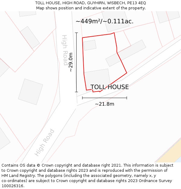 TOLL HOUSE, HIGH ROAD, GUYHIRN, WISBECH, PE13 4EQ: Plot and title map