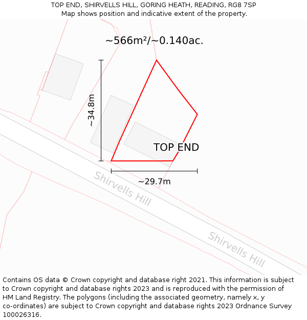 TOP END, SHIRVELLS HILL, GORING HEATH, READING, RG8 7SP: Plot and title map