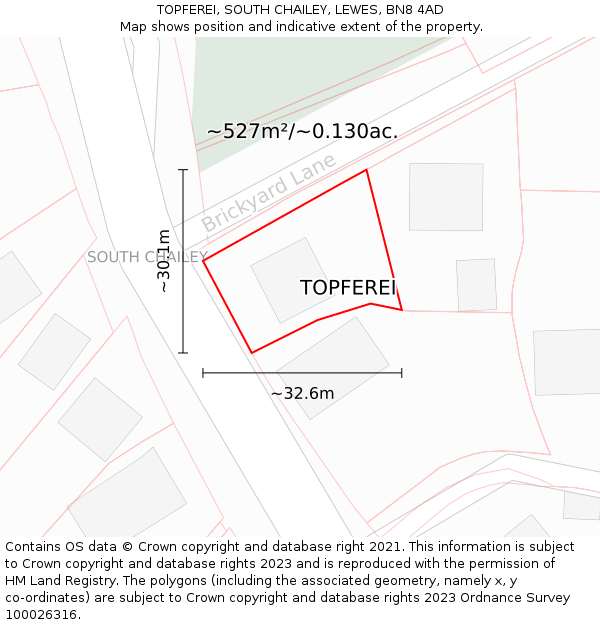 TOPFEREI, SOUTH CHAILEY, LEWES, BN8 4AD: Plot and title map