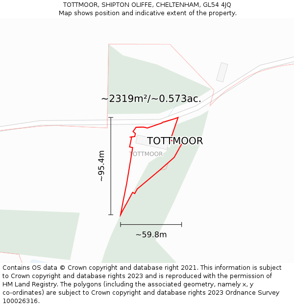 TOTTMOOR, SHIPTON OLIFFE, CHELTENHAM, GL54 4JQ: Plot and title map