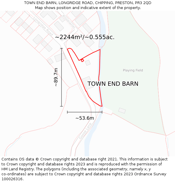 TOWN END BARN, LONGRIDGE ROAD, CHIPPING, PRESTON, PR3 2QD: Plot and title map