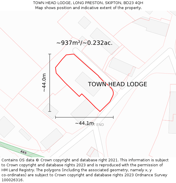 TOWN HEAD LODGE, LONG PRESTON, SKIPTON, BD23 4QH: Plot and title map