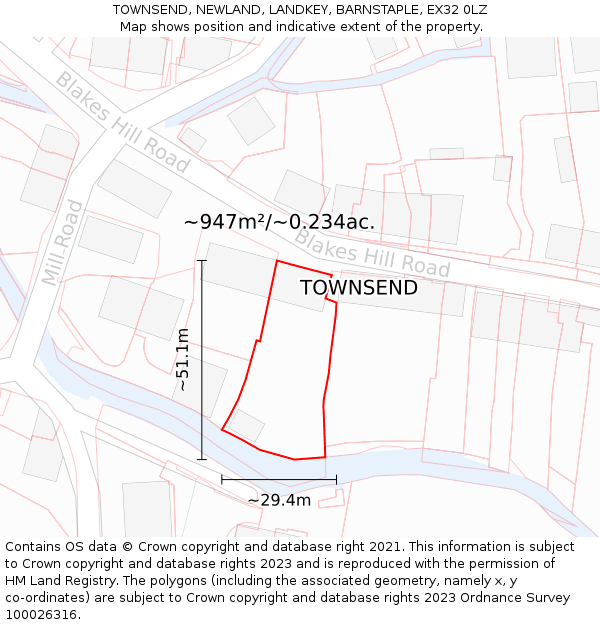 TOWNSEND, NEWLAND, LANDKEY, BARNSTAPLE, EX32 0LZ: Plot and title map