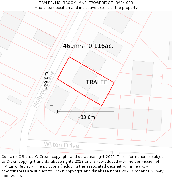 TRALEE, HOLBROOK LANE, TROWBRIDGE, BA14 0PR: Plot and title map