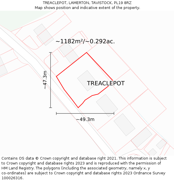 TREACLEPOT, LAMERTON, TAVISTOCK, PL19 8RZ: Plot and title map