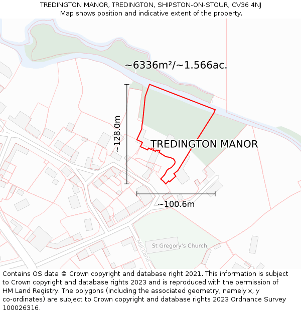 TREDINGTON MANOR, TREDINGTON, SHIPSTON-ON-STOUR, CV36 4NJ: Plot and title map