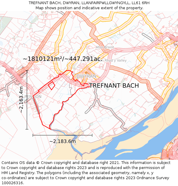 TREFNANT BACH, DWYRAN, LLANFAIRPWLLGWYNGYLL, LL61 6RH: Plot and title map