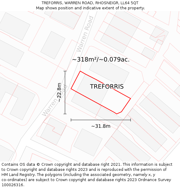 TREFORRIS, WARREN ROAD, RHOSNEIGR, LL64 5QT: Plot and title map