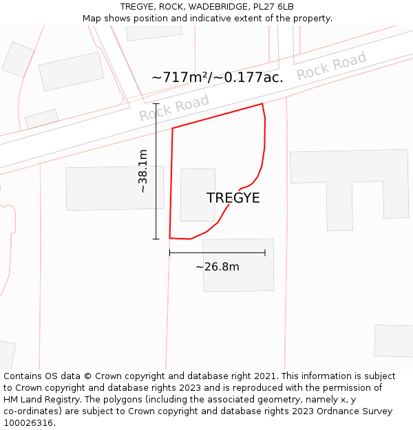 TREGYE, ROCK, WADEBRIDGE, PL27 6LB: Plot and title map