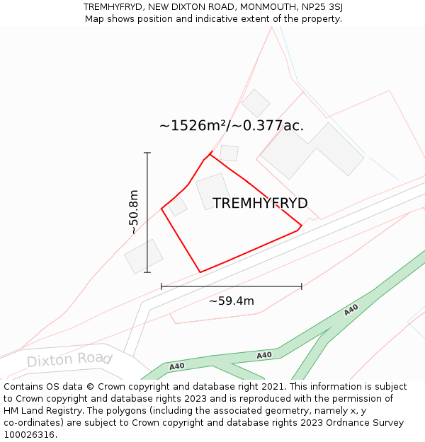 TREMHYFRYD, NEW DIXTON ROAD, MONMOUTH, NP25 3SJ: Plot and title map