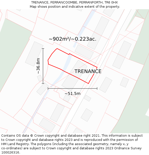 TRENANCE, PERRANCOOMBE, PERRANPORTH, TR6 0HX: Plot and title map