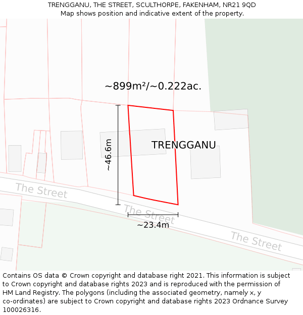TRENGGANU, THE STREET, SCULTHORPE, FAKENHAM, NR21 9QD: Plot and title map