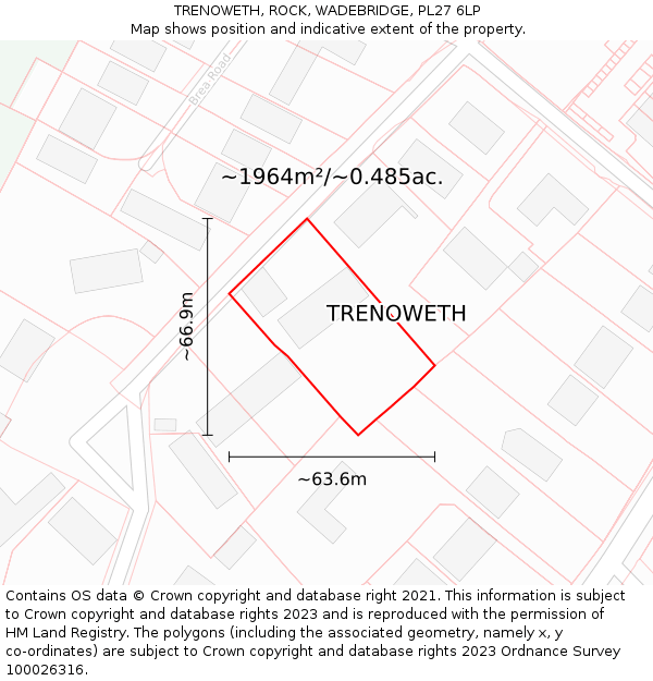 TRENOWETH, ROCK, WADEBRIDGE, PL27 6LP: Plot and title map