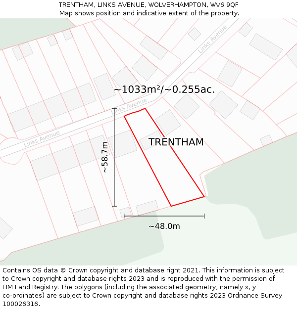 TRENTHAM, LINKS AVENUE, WOLVERHAMPTON, WV6 9QF: Plot and title map