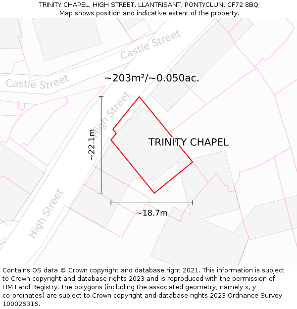 TRINITY CHAPEL, HIGH STREET, LLANTRISANT, PONTYCLUN, CF72 8BQ: Plot and title map