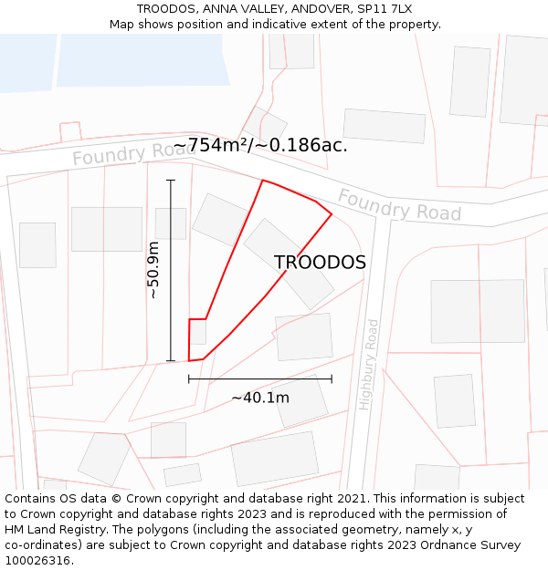 TROODOS, ANNA VALLEY, ANDOVER, SP11 7LX: Plot and title map