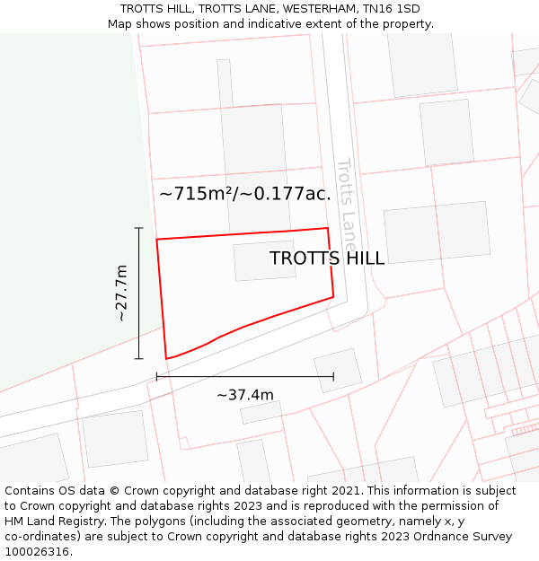 TROTTS HILL, TROTTS LANE, WESTERHAM, TN16 1SD: Plot and title map