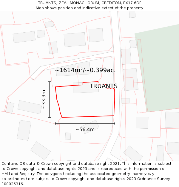 TRUANTS, ZEAL MONACHORUM, CREDITON, EX17 6DF: Plot and title map