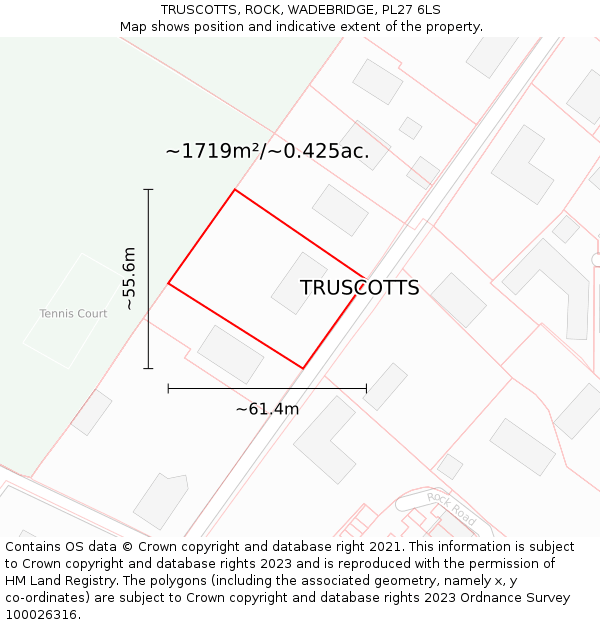 TRUSCOTTS, ROCK, WADEBRIDGE, PL27 6LS: Plot and title map