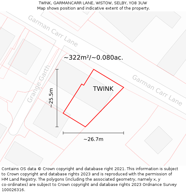 TWINK, GARMANCARR LANE, WISTOW, SELBY, YO8 3UW: Plot and title map