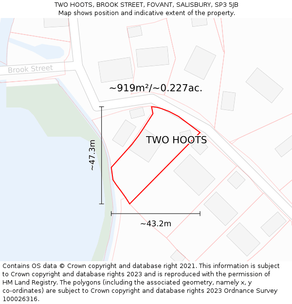 TWO HOOTS, BROOK STREET, FOVANT, SALISBURY, SP3 5JB: Plot and title map