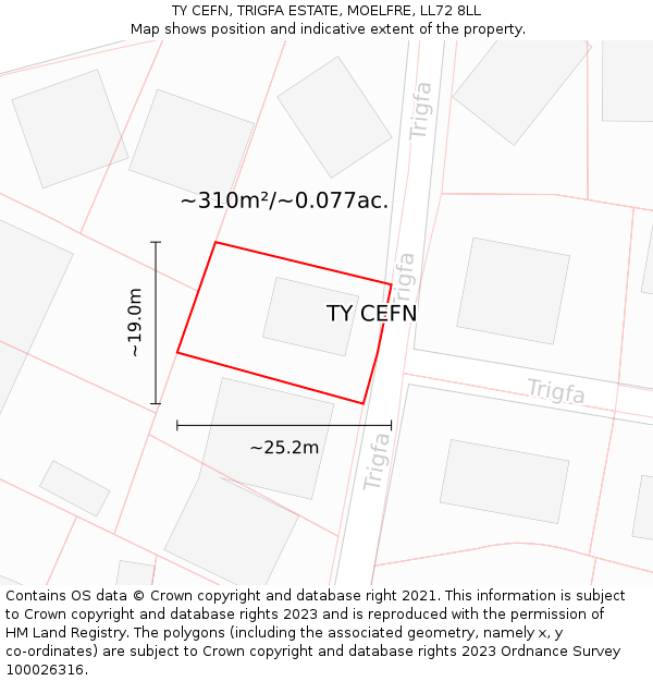 TY CEFN, TRIGFA ESTATE, MOELFRE, LL72 8LL: Plot and title map