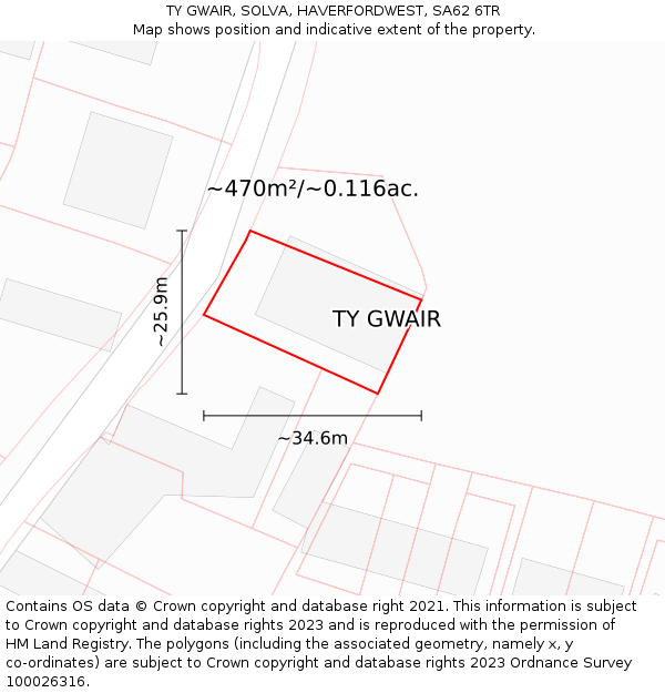 TY GWAIR, SOLVA, HAVERFORDWEST, SA62 6TR: Plot and title map