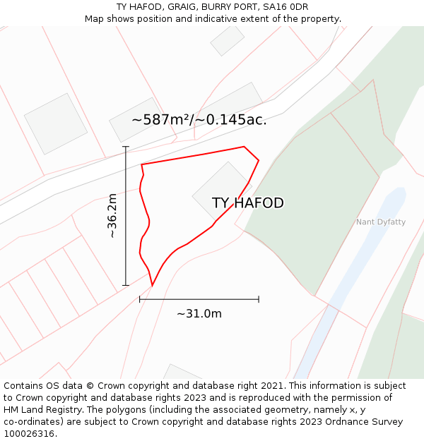 TY HAFOD, GRAIG, BURRY PORT, SA16 0DR: Plot and title map