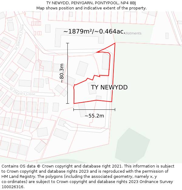 TY NEWYDD, PENYGARN, PONTYPOOL, NP4 8BJ: Plot and title map