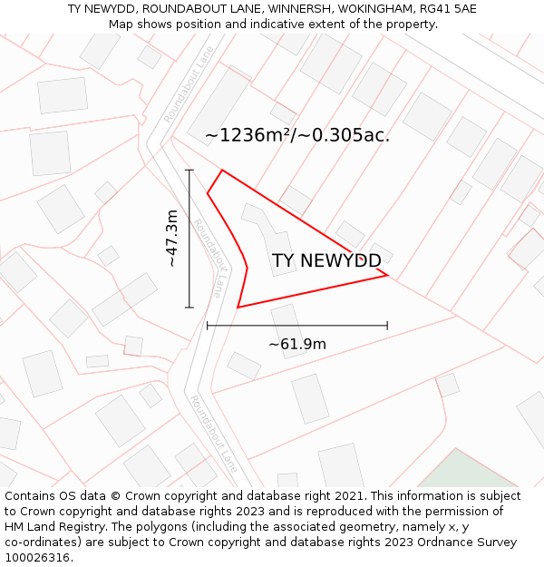 TY NEWYDD, ROUNDABOUT LANE, WINNERSH, WOKINGHAM, RG41 5AE: Plot and title map