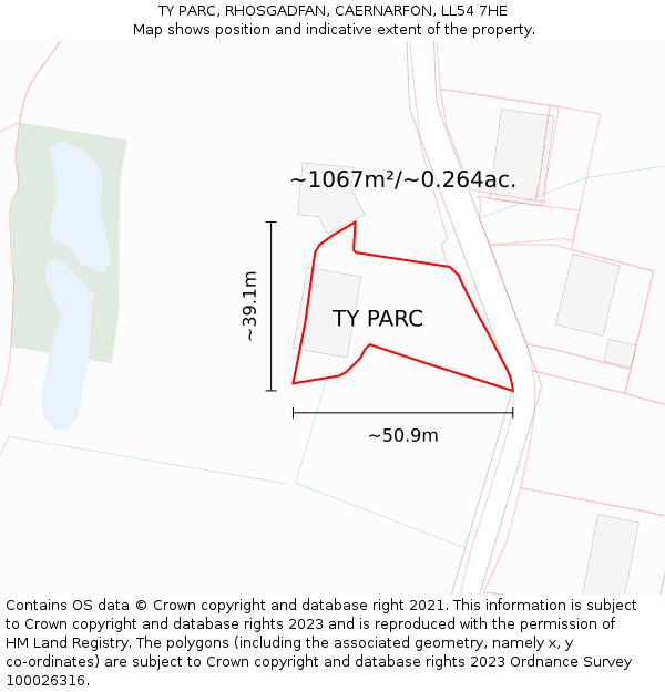 TY PARC, RHOSGADFAN, CAERNARFON, LL54 7HE: Plot and title map