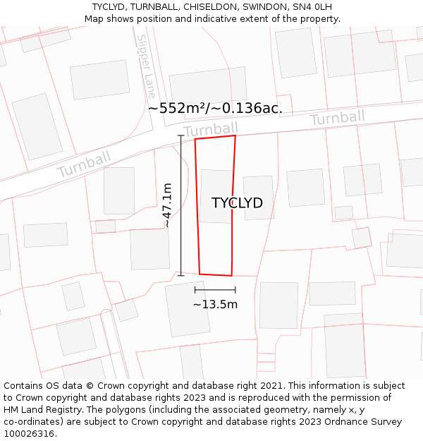 TYCLYD, TURNBALL, CHISELDON, SWINDON, SN4 0LH: Plot and title map