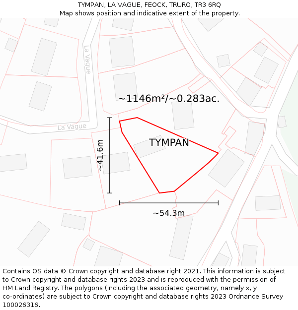 TYMPAN, LA VAGUE, FEOCK, TRURO, TR3 6RQ: Plot and title map