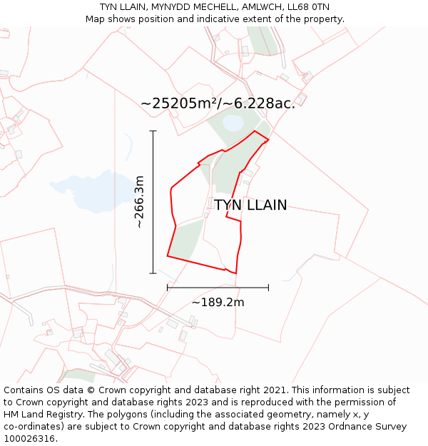 TYN LLAIN, MYNYDD MECHELL, AMLWCH, LL68 0TN: Plot and title map