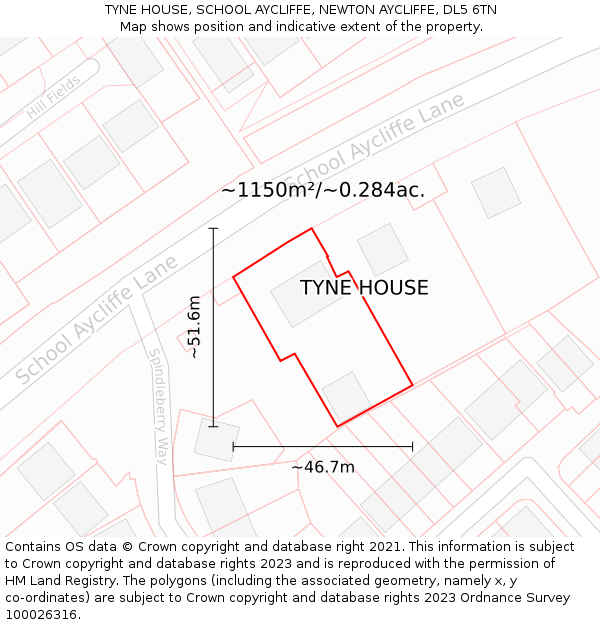 TYNE HOUSE, SCHOOL AYCLIFFE, NEWTON AYCLIFFE, DL5 6TN: Plot and title map