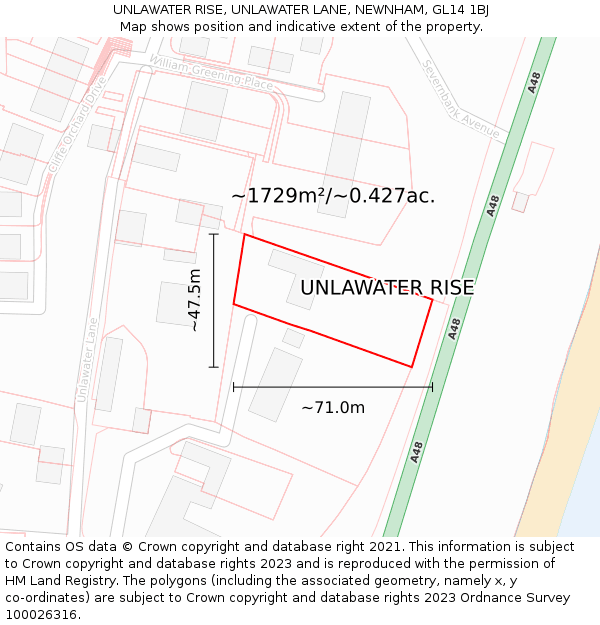 UNLAWATER RISE, UNLAWATER LANE, NEWNHAM, GL14 1BJ: Plot and title map