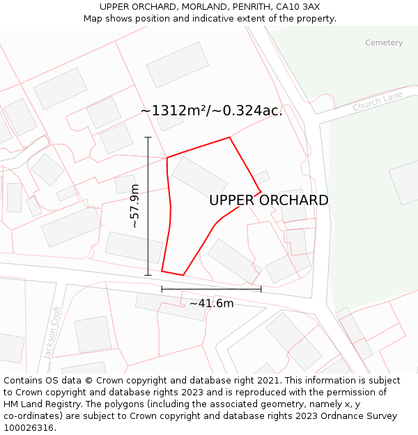 UPPER ORCHARD, MORLAND, PENRITH, CA10 3AX: Plot and title map