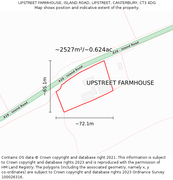 UPSTREET FARMHOUSE, ISLAND ROAD, UPSTREET, CANTERBURY, CT3 4DG: Plot and title map