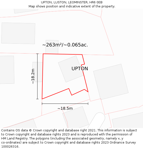 UPTON, LUSTON, LEOMINSTER, HR6 0EB: Plot and title map