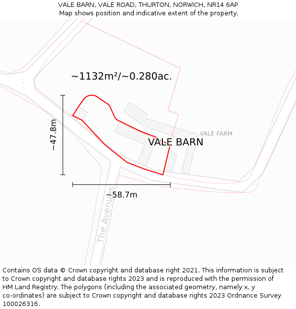 VALE BARN, VALE ROAD, THURTON, NORWICH, NR14 6AP: Plot and title map