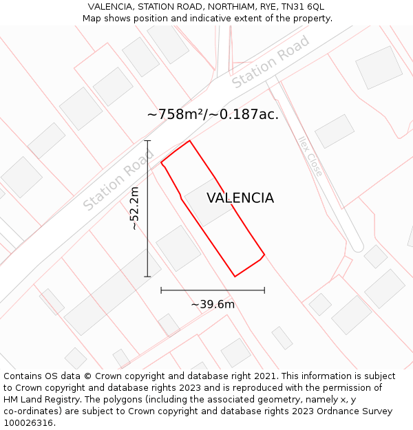 VALENCIA, STATION ROAD, NORTHIAM, RYE, TN31 6QL: Plot and title map