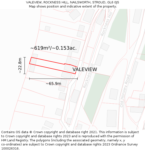 VALEVIEW, ROCKNESS HILL, NAILSWORTH, STROUD, GL6 0JS: Plot and title map