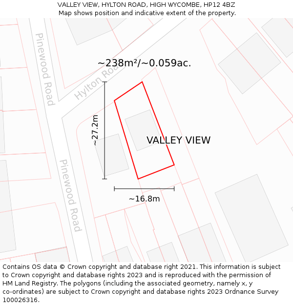 VALLEY VIEW, HYLTON ROAD, HIGH WYCOMBE, HP12 4BZ: Plot and title map