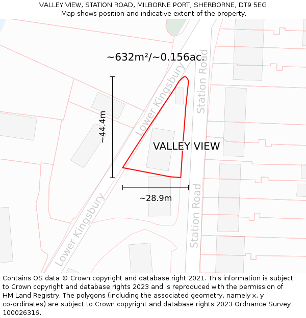 VALLEY VIEW, STATION ROAD, MILBORNE PORT, SHERBORNE, DT9 5EG: Plot and title map
