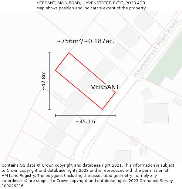 VERSANT, MAIN ROAD, HAVENSTREET, RYDE, PO33 4DR: Plot and title map